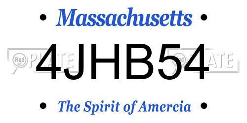 4JHB54 Massachusetts License Plate