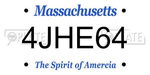 4JHE64 Massachusetts License Plate