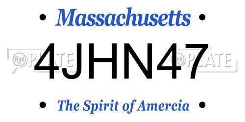 4JHN47 Massachusetts License Plate