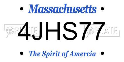 4JHS77 Massachusetts License Plate