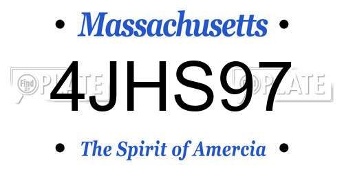 4JHS97 Massachusetts License Plate