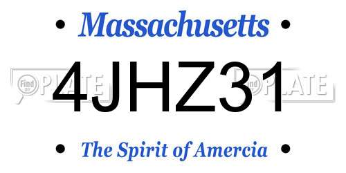 4JHZ31 Massachusetts License Plate