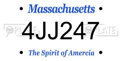 4JJ247 Massachusetts License Plate