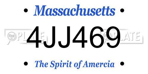 4JJ469 Massachusetts License Plate