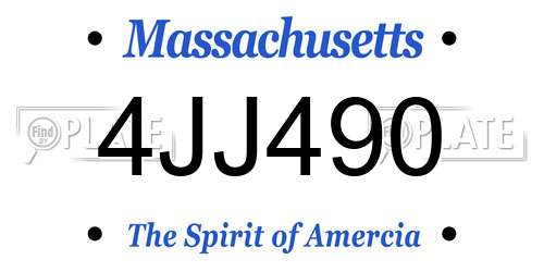 4JJ490 Massachusetts License Plate