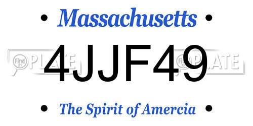 4JJF49 Massachusetts License Plate