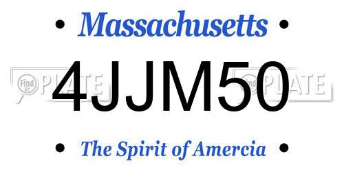 4JJM50 Massachusetts License Plate