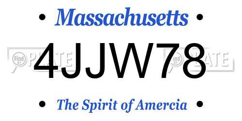 4JJW78 Massachusetts License Plate