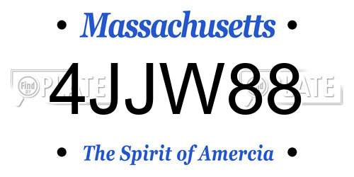 4JJW88 Massachusetts License Plate