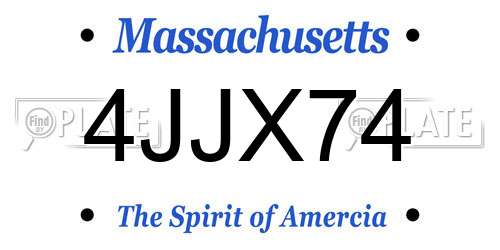 4JJX74 Massachusetts License Plate