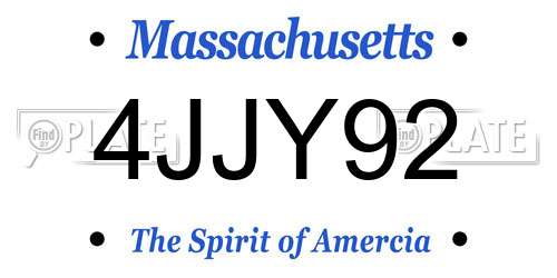4JJY92 Massachusetts License Plate