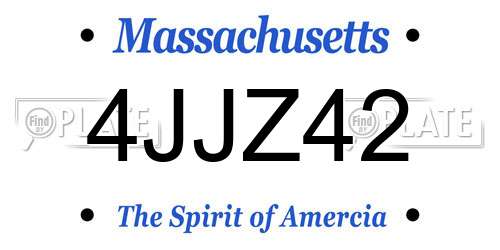 4JJZ42 Massachusetts License Plate