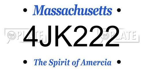 4JK222 Massachusetts License Plate