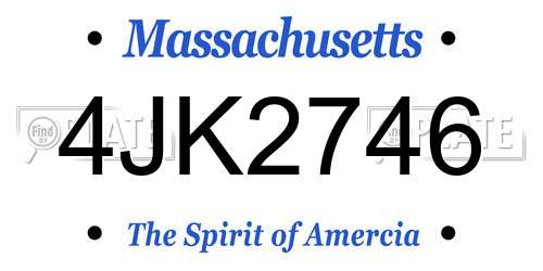 4JK2746 Massachusetts License Plate