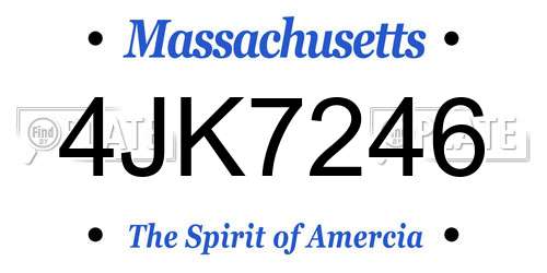 4JK7246 Massachusetts License Plate