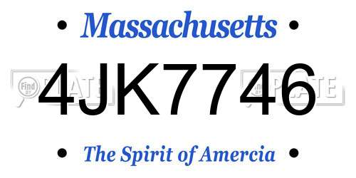 4JK7746 Massachusetts License Plate