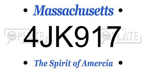 4JK917 Massachusetts License Plate
