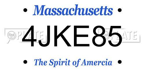 4JKE85 Massachusetts License Plate