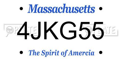 4JKG55 Massachusetts License Plate