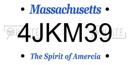 4JKM39 Massachusetts License Plate