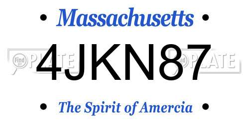 4JKN87 Massachusetts License Plate