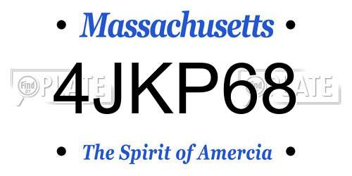 4JKP68 Massachusetts License Plate