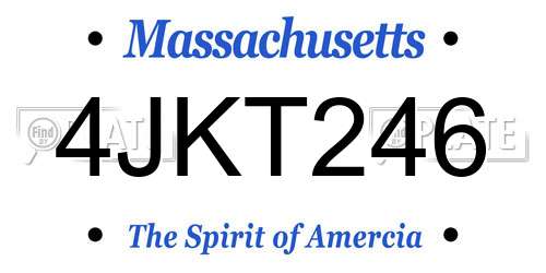 4JKT246 Massachusetts License Plate