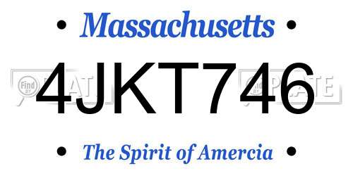 4JKT746 Massachusetts License Plate