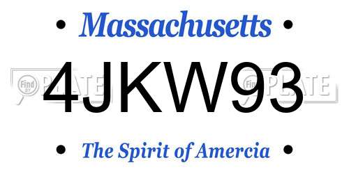 4JKW93 Massachusetts License Plate