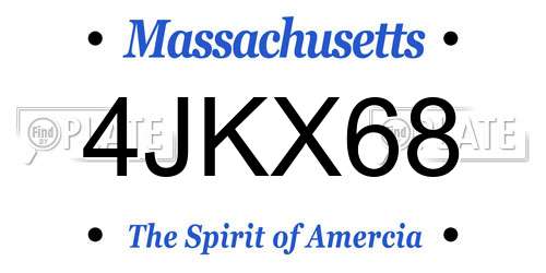 4JKX68 Massachusetts License Plate