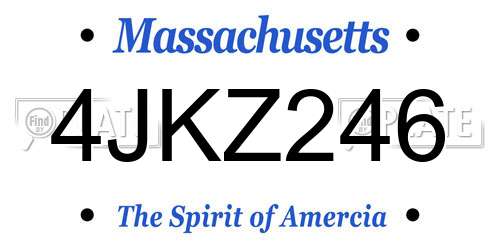 4JKZ246 Massachusetts License Plate