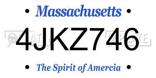 4JKZ746 Massachusetts License Plate