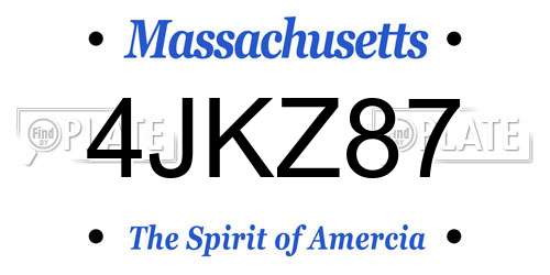 4JKZ87 Massachusetts License Plate