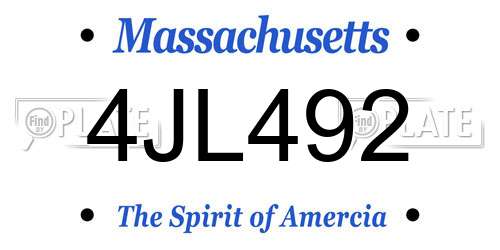 4JL492 Massachusetts License Plate