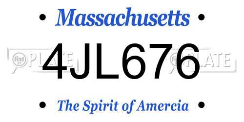 4JL676 Massachusetts License Plate