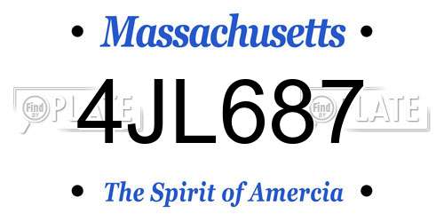 4JL687 Massachusetts License Plate