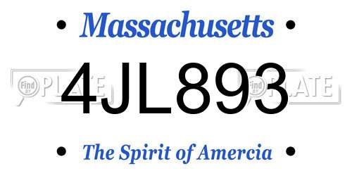 4JL893 Massachusetts License Plate