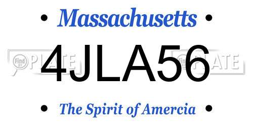 4JLA56 Massachusetts License Plate