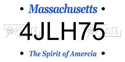 4JLH75 Massachusetts License Plate