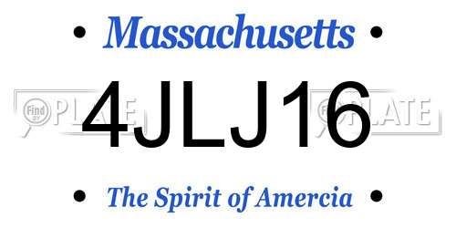 4JLJ16 Massachusetts License Plate