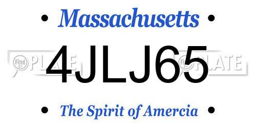 4JLJ65 Massachusetts License Plate