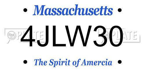 4JLW30 Massachusetts License Plate