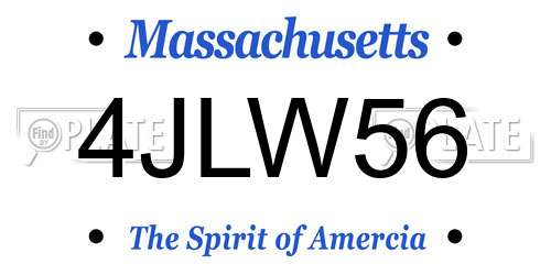 4JLW56 Massachusetts License Plate
