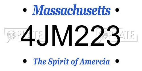 4JM223 Massachusetts License Plate