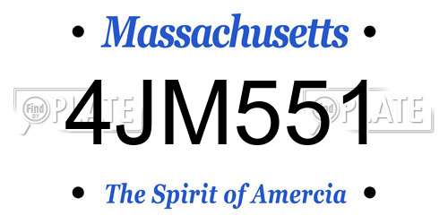 4JM551 Massachusetts License Plate