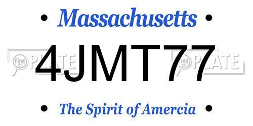 4JMT77 Massachusetts License Plate