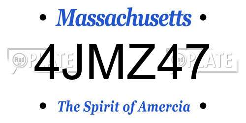 4JMZ47 Massachusetts License Plate