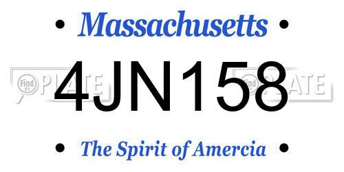 4JN158 Massachusetts License Plate
