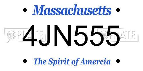 4JN555 Massachusetts License Plate