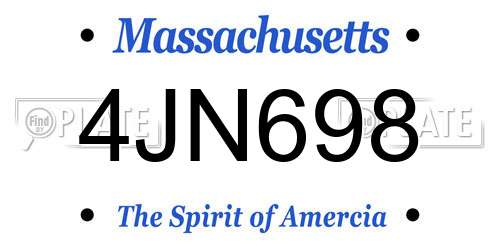 4JN698 Massachusetts License Plate